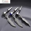 Special Punk Vintage Leaf Stud Drop Earrings For Women Men Jewelry Accessories Silver Color Stainless Feather Earring Brincos