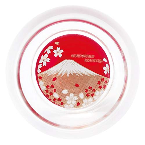Набор пар Nakanishi Kogei Nurimon de Verre Daruma Glass Makie Fuji, сделано в Японии, 0770090 Mt. Красный / Черный