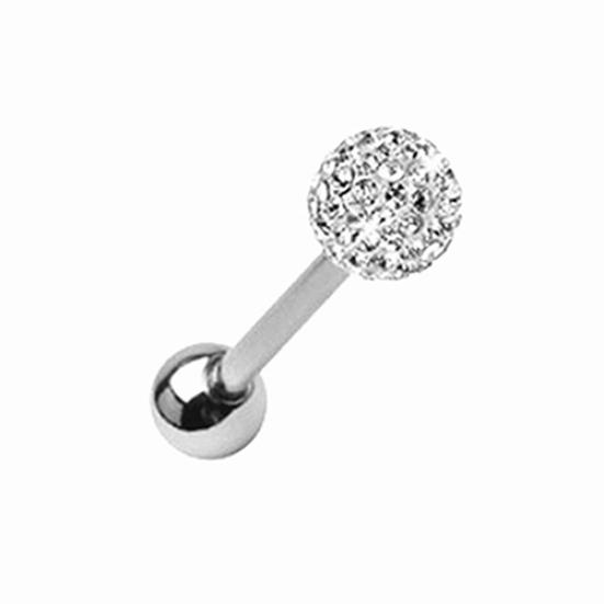 Хирургическая сталь со стразами, шарик со штангой, кольцо для языка, шпилька для пирсинга