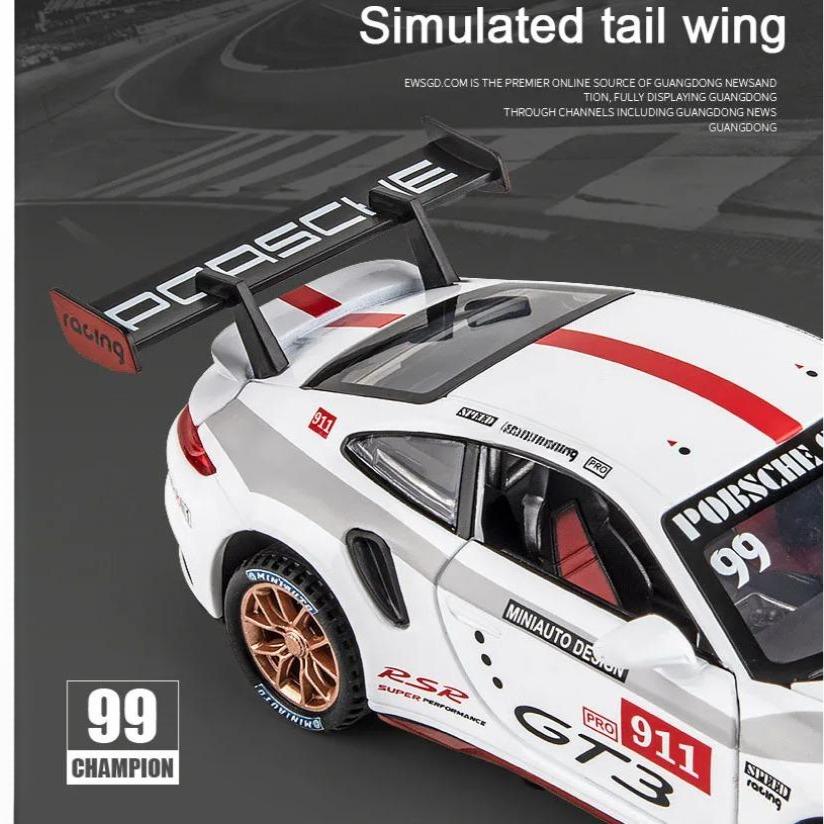1/32 Porsche 911 GT3 RSR Sports Car Toy Alloy Diecast Scale Model Simulation Racing Pull Back Wheel Suspension Collection Toys for Boys