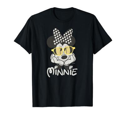 Винтажная черная футболка в белый горошек с Минни Маус от Disney