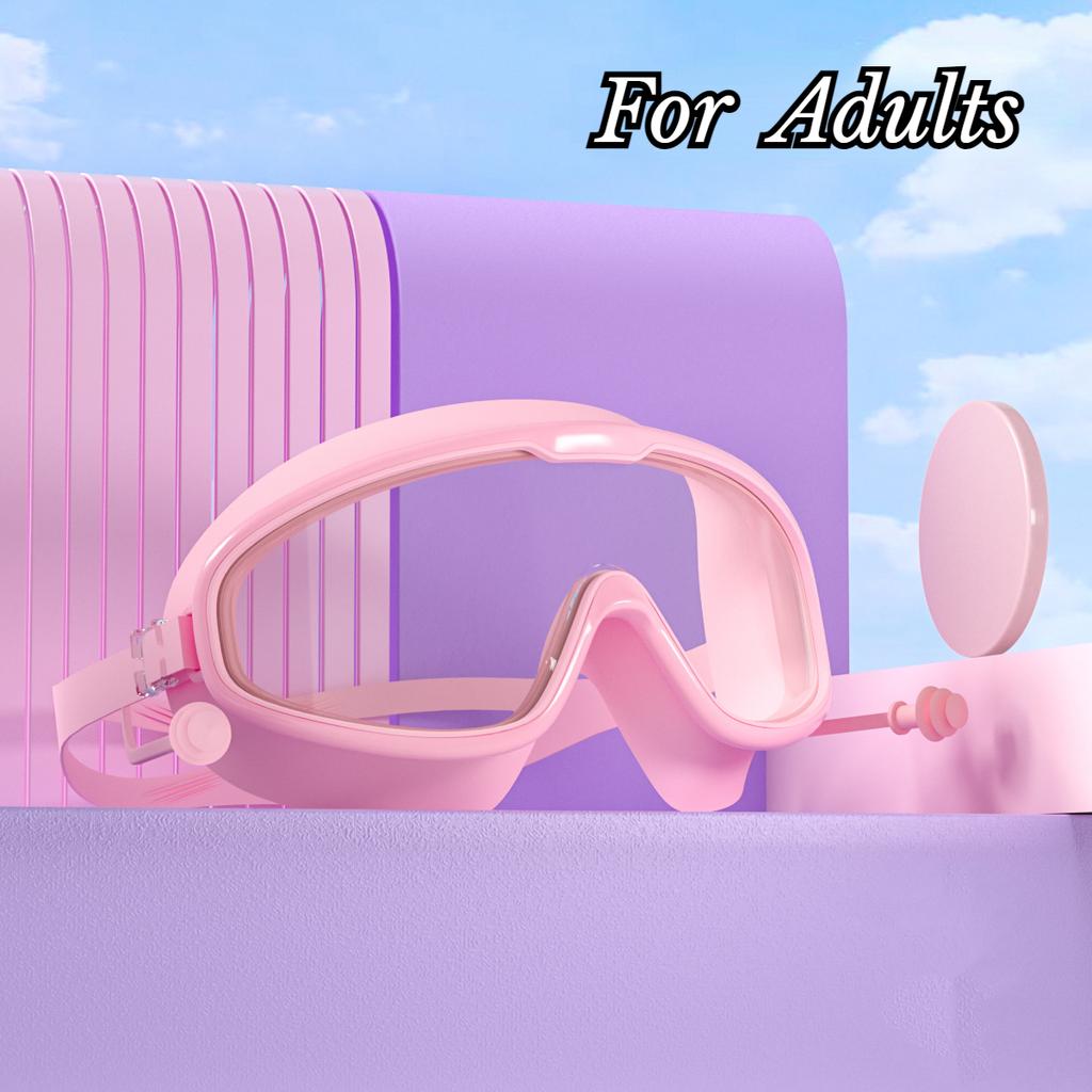 Очки для плавания с большой оправой, беруши, водонепроницаемые, противотуманные, HD, прозрачные, детские очки, защита от ультрафиолета, безопасные очки для плавания