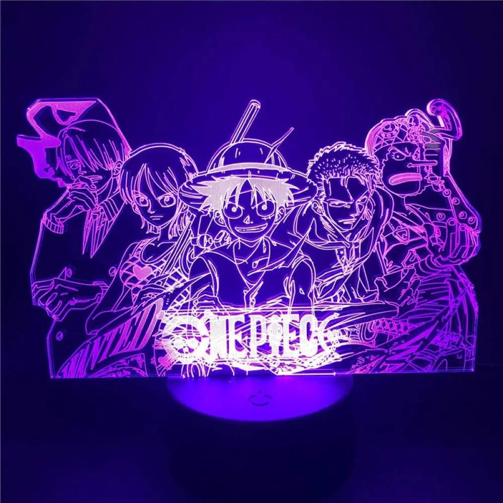 3D Hot Toys One Piece Night Lights 7 And 16 Color Changing Decorative Lights With Remote Control, Great Gift For Boys And Girls!