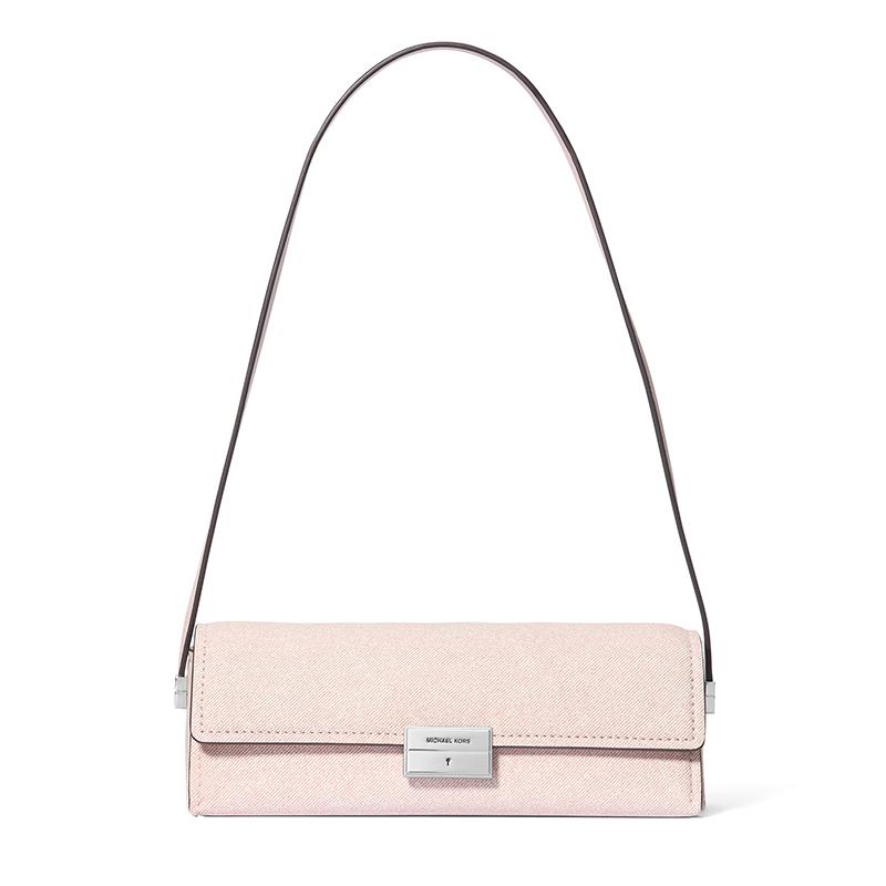 Michael Kors Ludlow Logo Flap Closure Lambskin Shoulder Bag Women bags Rose-Pink 32S5SLNU1R-653