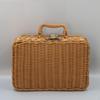 Imitation Rattan Storage Basket Makeup Case Cosmetic Organizer with Lid Handwoven Box