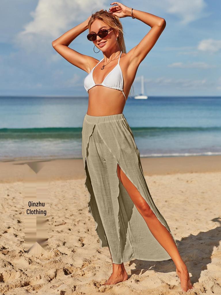 Chiffon Beach Cover-up: Versatile European & American Style Half Skirt for Sun Protection & Vacation