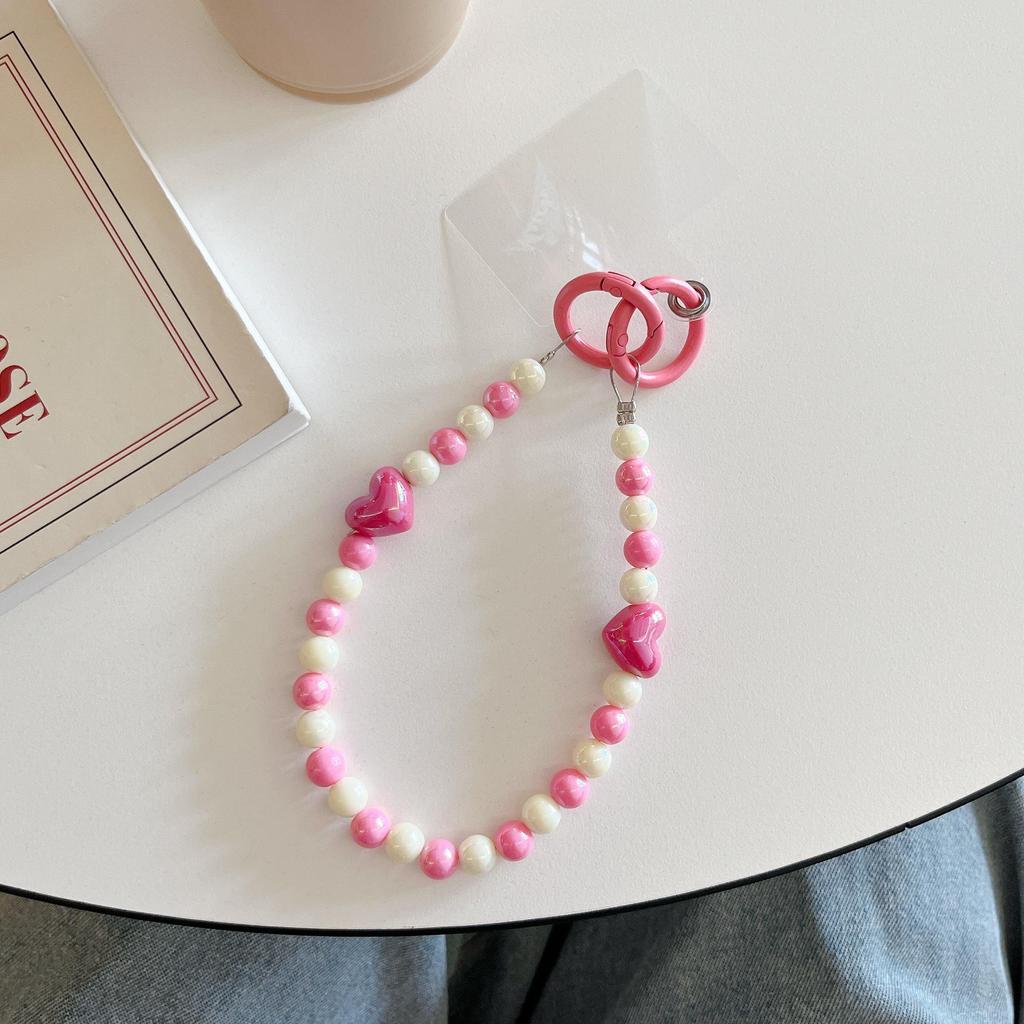 Красочный цепочный ремешок для телефона через плечо с бусинами в форме сердца - Защита от потери, Подходит для всех чехлов