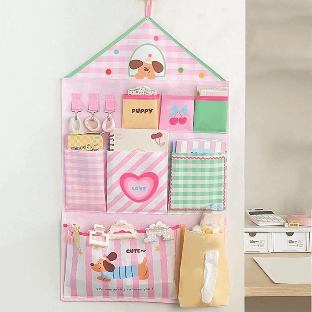 Cute Dormitory Storage Hanging Bag Multi-layer Cartoon Hanging Bag Wall Mounted Storage Bag Closet