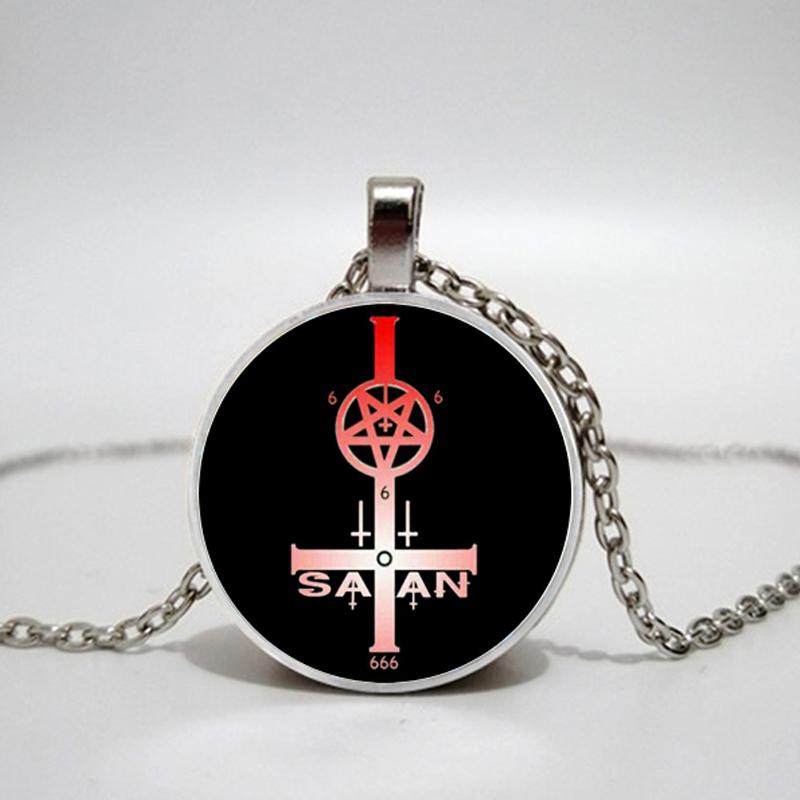 Satanic Goat Necklace Glass Dome Pendant Satanic Church Jewelry Inverted Pentagram Pendant Necklace