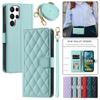 Lanyard Leather Wallet Card Phone Case for Samsung Galaxy S24 Ultra S23 Plus S22 S21 Note 20 A55 A35 A25 A15 for iPhone 15 Pro Max 14 13 12 11 Cover