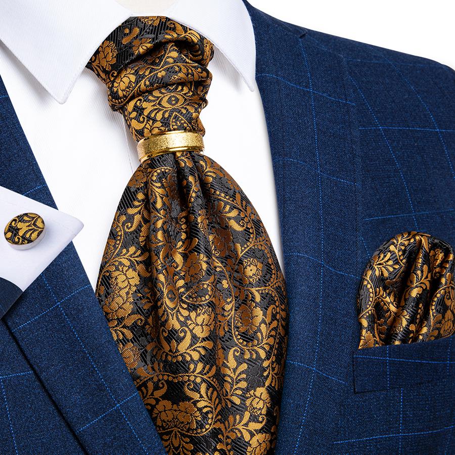 Floral Cravat Tie Green Paisley Ascot Tie for Men Luxury Jacquard Woven Silk Tie for Business Dibangu