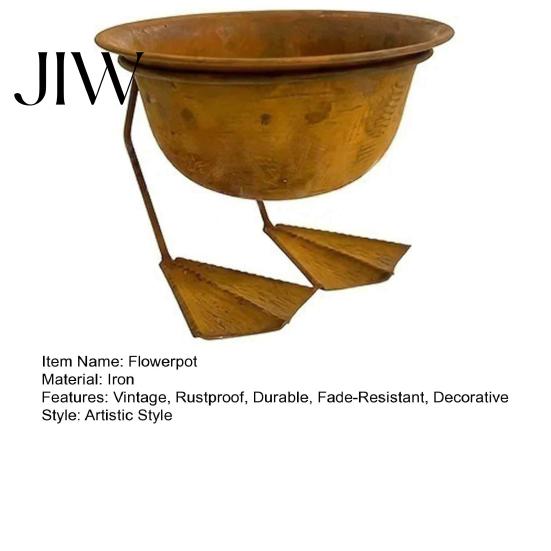Outdoor Plant Container Metal Bird Foot Planter Bowl, Vintage Chicken Duck Paw Base Small Succulents Sculptural Flower Bowl Pot, Rustproof Flowerpot