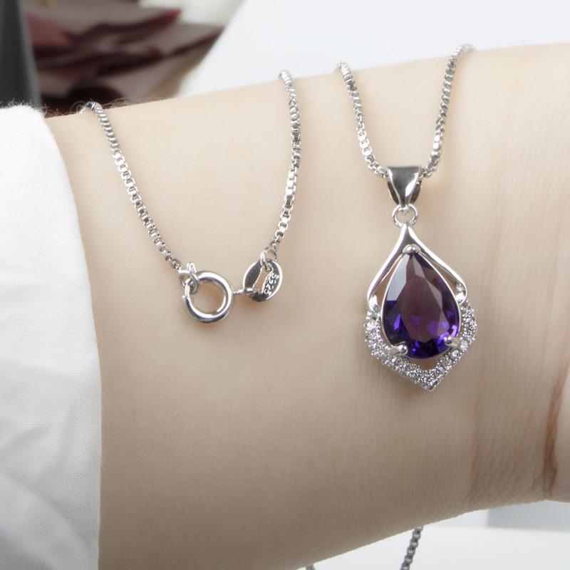 BELLA BOX Hot-selling Purple Water Shape Temperament Classic Necklaces Pendants For Women Wedding Engagement Female Gifts Jewelry