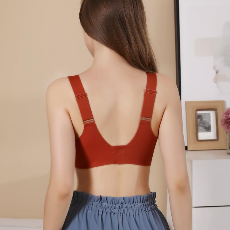 Hot Sale Wide Shoulder Strap Adjustable Latex Underwear Women's No Steel Rim Thin Gather Breasts Sports Vest Bra