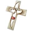 Carved Wooden Cross Intertwined Hearts Wall Hanging Hand Carved Wood Cross