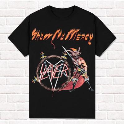 Slayer Черная футболка Show No Mercy 1983 Трэш-метал Хэви-метал Футболка Футболки Топы Унисекс Хлопок Короткий рукав Уличный стиль