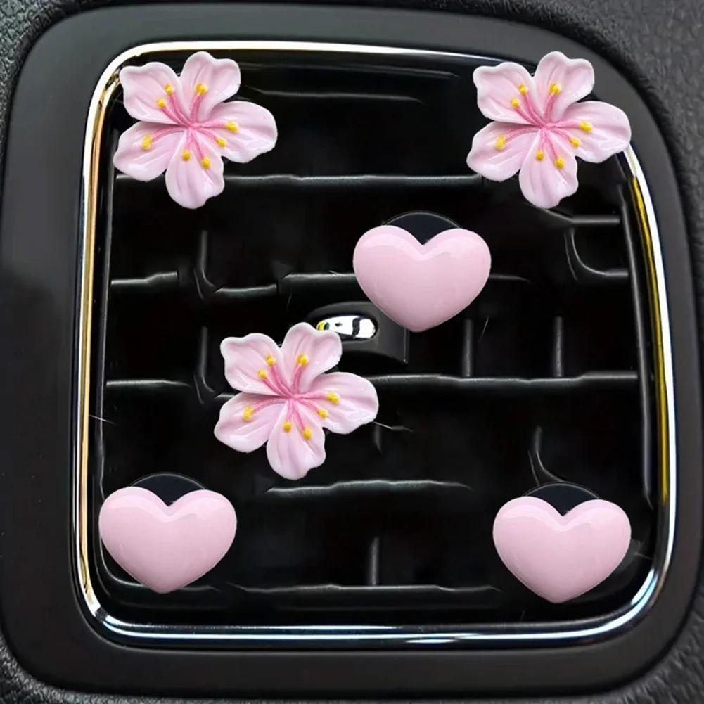 6Pcs Car Interior Air Vent Freshener Clip Heart Bowknot Car Air Vent Clip for Air Outlet Daily Driving Comfortable