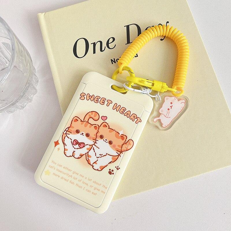 Чехол с мультяшным принтом, идентификационная бирка, чехол для рабочей карты с эластичным ремешком на запястье, держатель для бейджа, чехол для деловой карты доступа