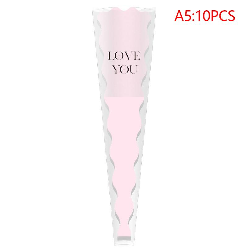 10Pcs Single Rose Sleeves Flower Wrapping Bag Bouquet Packaging Bags Clear Cellophane Floral Wrappers For Valentine'S Day