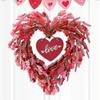 Holiday Wreath Heart Shape Indoor Outdoor Decorative Wreath with Festive Flowers Greenery Home Party Office