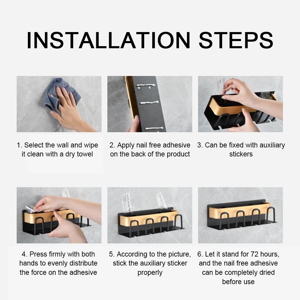 Держатель зубных щеток без перфорации, настенная полка для ванной комнаты для зубной пасты, туалетных принадлежностей, органайзер для хранения вещей в доме