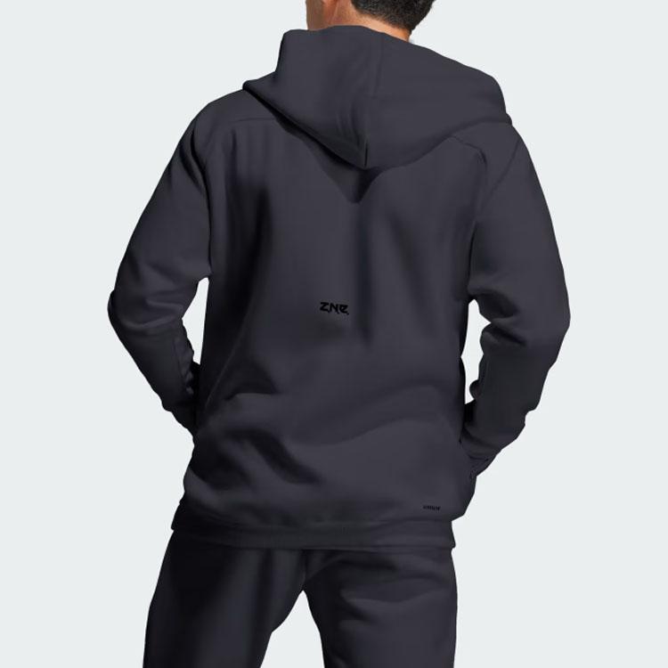 Adidas ЗНЕ. Серия с логотипом и нашивкой на молнии, мужская куртка с капюшоном, черные IN5089