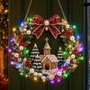 With LED String Light Diamond Art Wreath Diamond Sticking Hanging Wreath LED Wreath  Holiday Gift