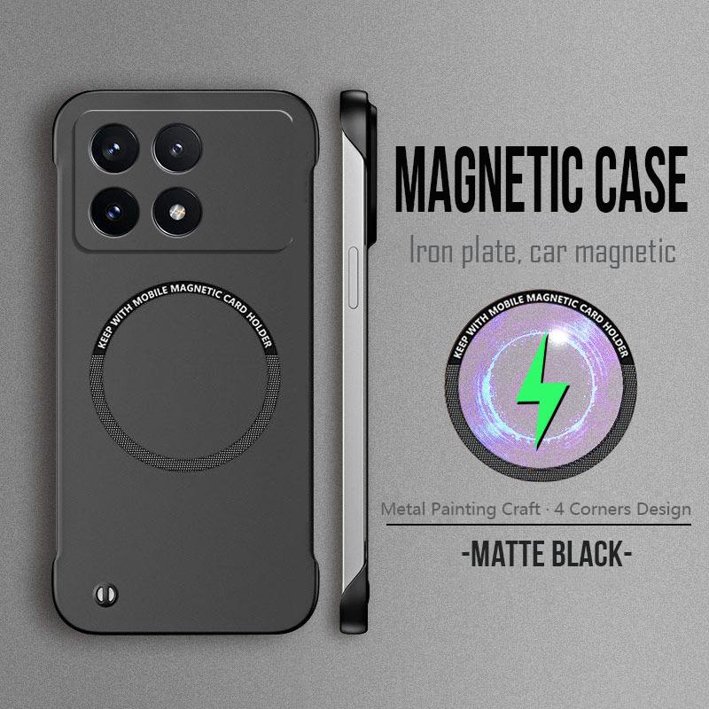 Магнитный металлический рисунок краски ультратонкий безрамочный чехол для телефона Xiaomi Poco X7 X6 F6 F5 Pro F3 чехлы для беспроводной зарядки