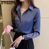 Женские шелковые рубашки с отложным воротником Offiec Aldies, однотонные блузки с длинными рукавами, женские повседневные тонкие рубашки с пятнами большого размера