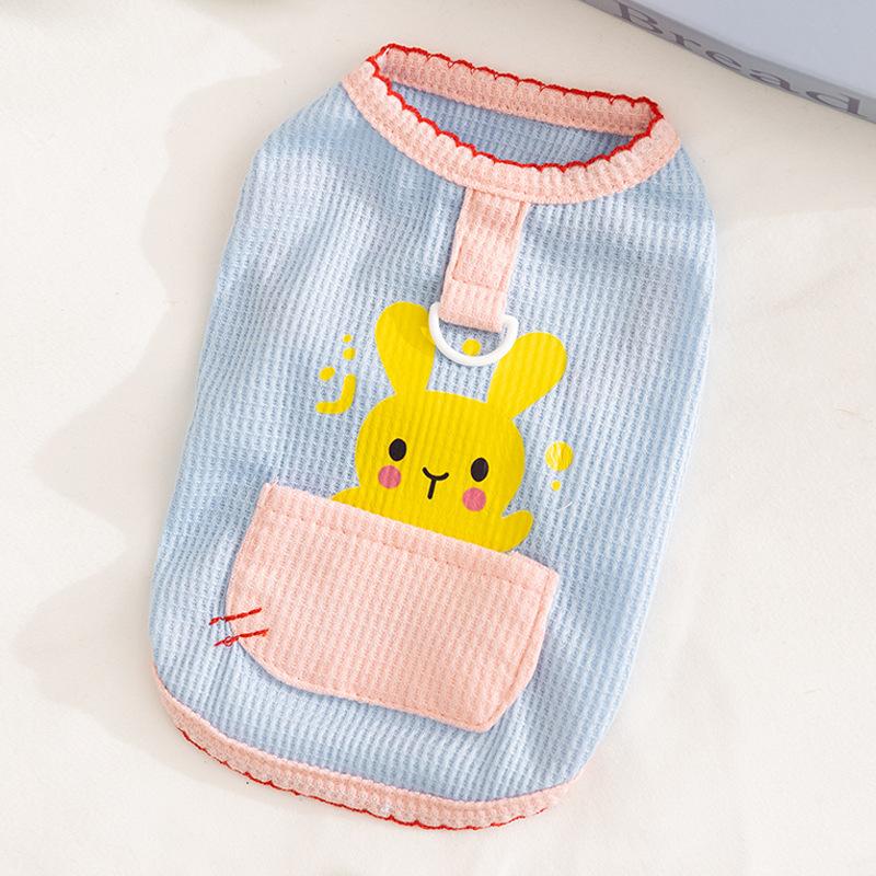 Cat Clothes Cartoon Pocket Vest Spring and Summer Thin Breathable Bipeg Blue Cat Kitten Puppy Pet Clothes