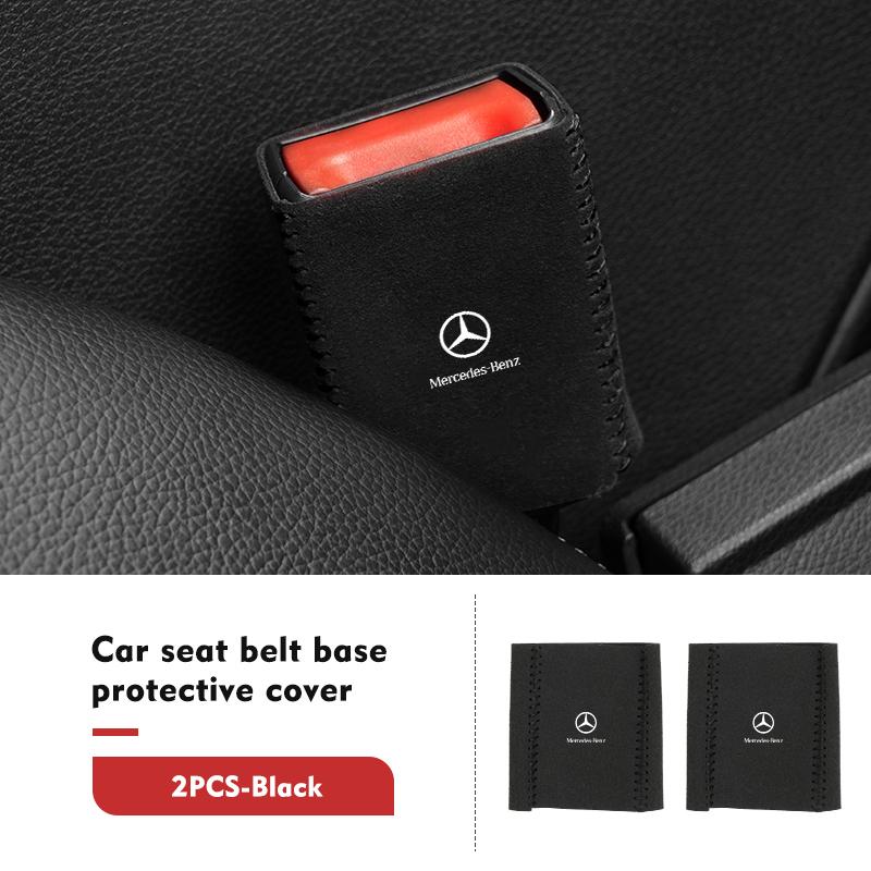 D1-2pcs Car Suede Belt Buckle Protector Anti-Scratch Safety Base For Benz W202 W212 W126 W140 W168 W177 CLS GLE GLC GLS CLA