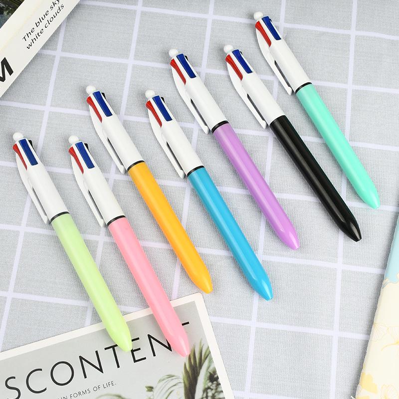 Four-Color Push Ballpoint Pen with Logo - Multi-Color Student Gift & Exhibition Pen