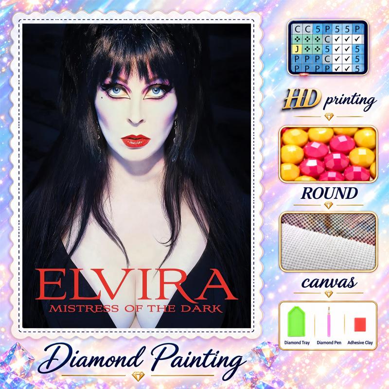 Elvira Mistress of the Dark Diamond Painting Kit 5D Full Drill DIY Diamond Mosaic Wall Art Home Decor