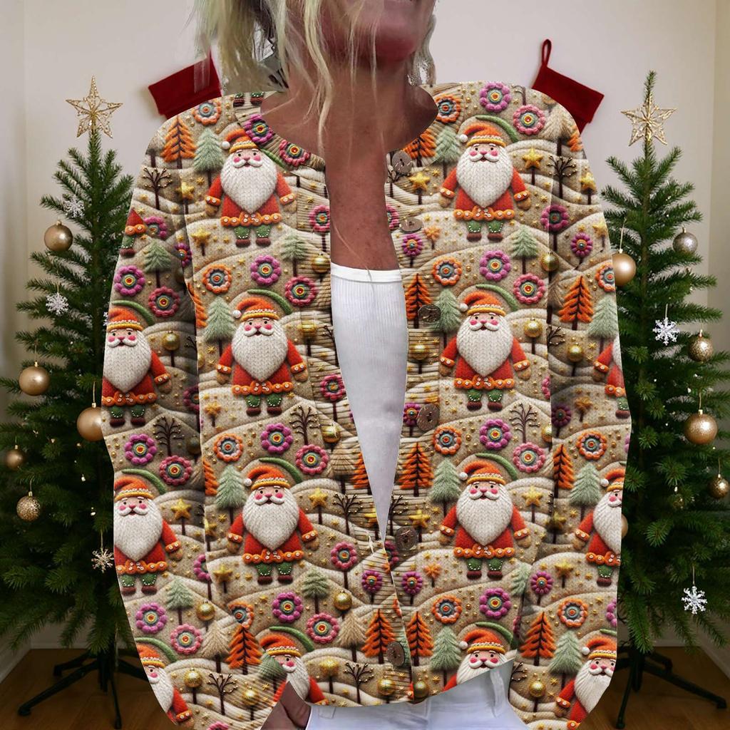 Женский рождественский свитер Милый забавный рождественский свитер Осень и зима Свитер с длинным рукавом вязаный