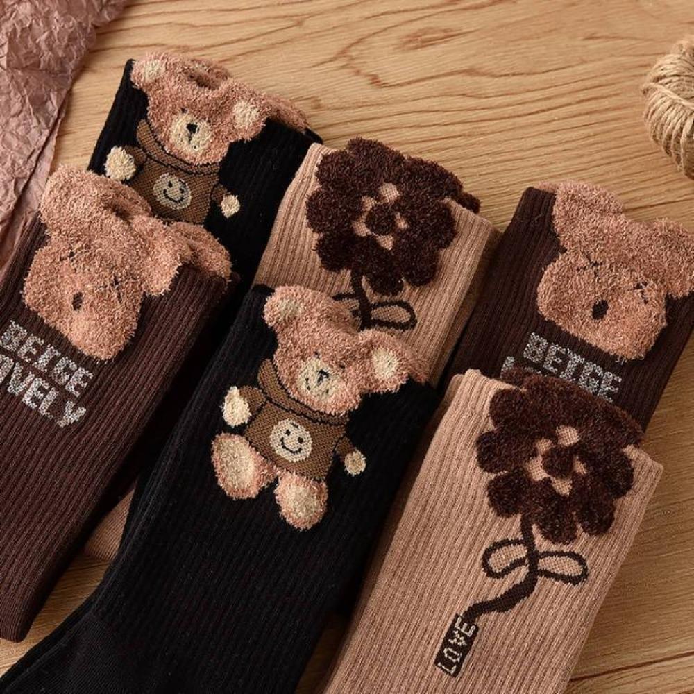 Comfortable Cotton Cotton Socks Brown Bear Bear Socks Soft Middle Tube Socks