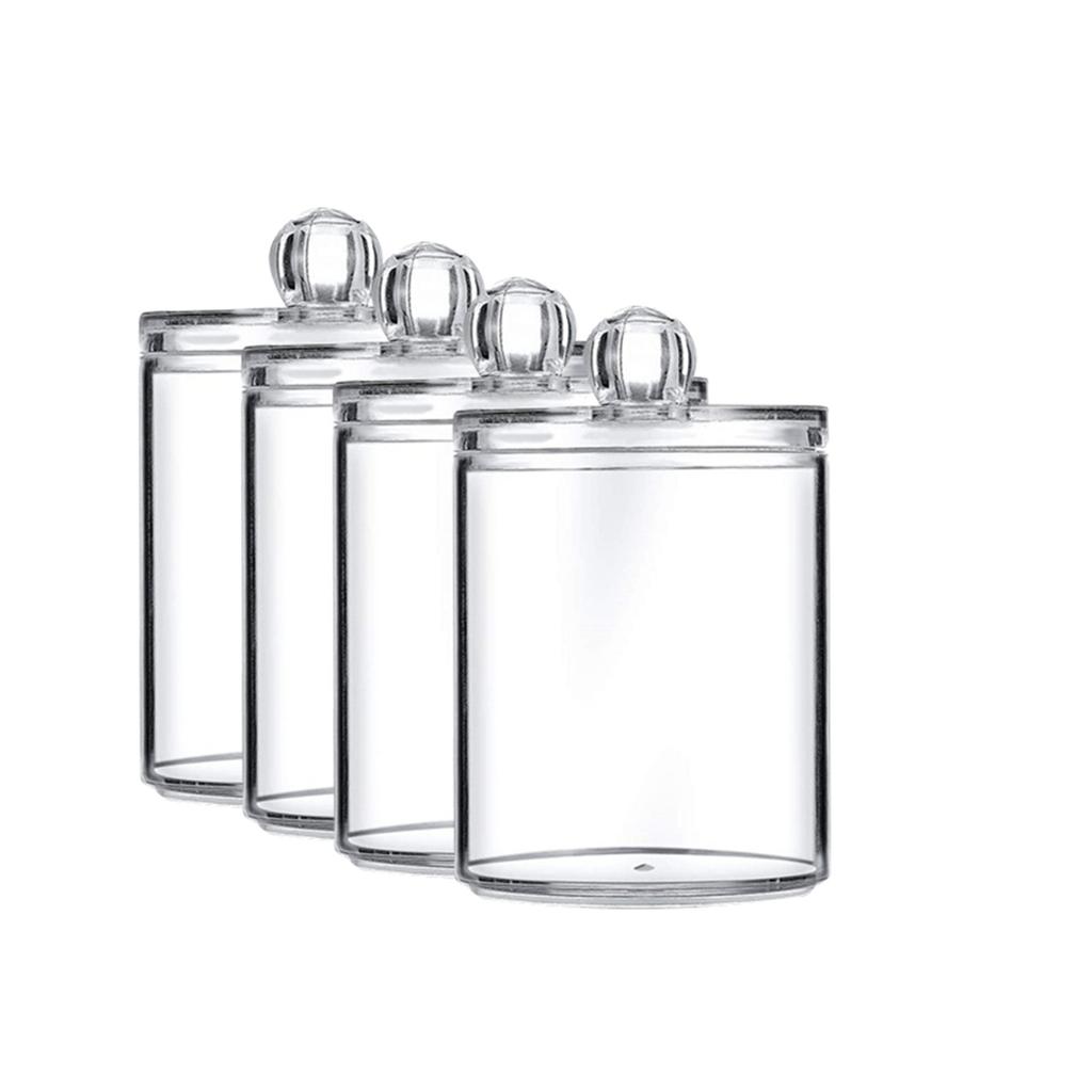 4 шт., прозрачная акриловая коробка для хранения косметики, коробка для хранения косметической ваты, коробка для ватных тампонов с крышкой, коробка для хранения