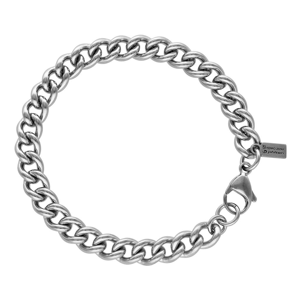 KJ Phiten [Limited Edition] Titanium Chain Bracelet, Kihei, Length 17-21cm (21cm), Width 7.2mm, Hypoallergenic, Healthy