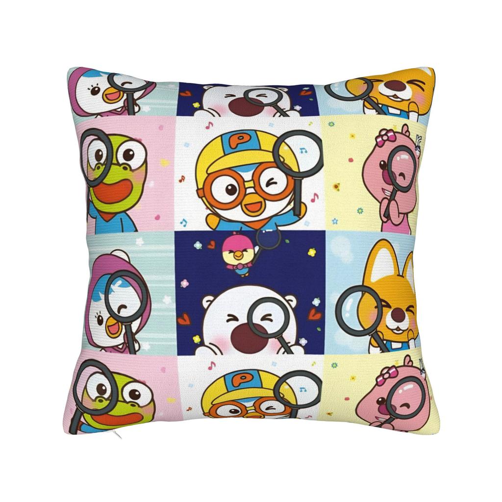 Чехол на подушку с героями мультфильмов Loopy, Petty, Crong, Eddy, Pobys, Pororo Пингвиненок, Декоративный чехол на подушку