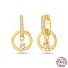925 Silver Gold Star Moon Bee Pendant Golden Earrings for Women Sparkling Zircon Luxury Wedding Engagement Jewelry Gift