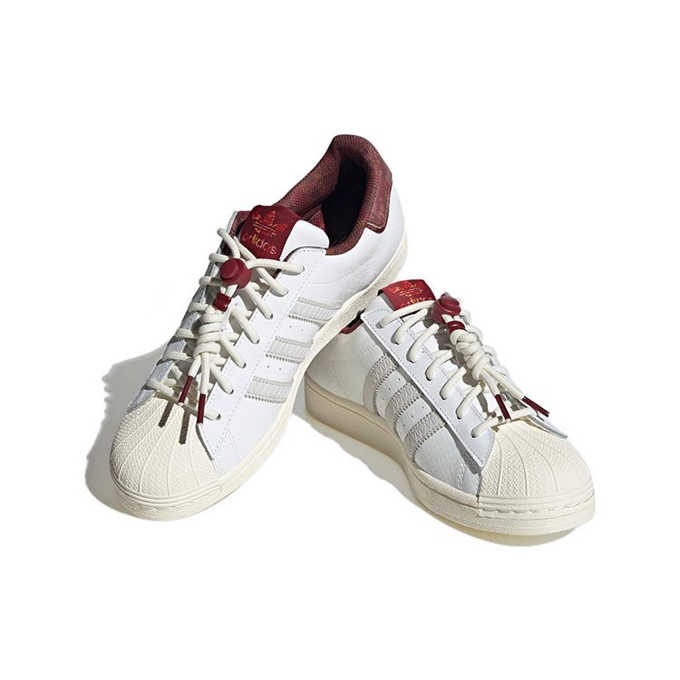 Adidas Кроссовки унисекс Superstar на китайский Новый год 2023, белые облачно-белые благородно-бордовые IF2577