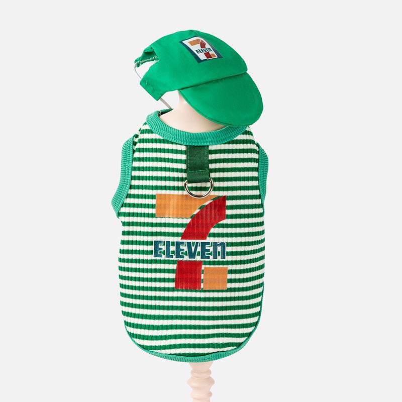 Весна-лето Собаки Полосатый Вязаный Смешной Шапка Жилет Комплект Средний Маленький Плюшевый Кот Домашние Собаки Одежда Для Собак