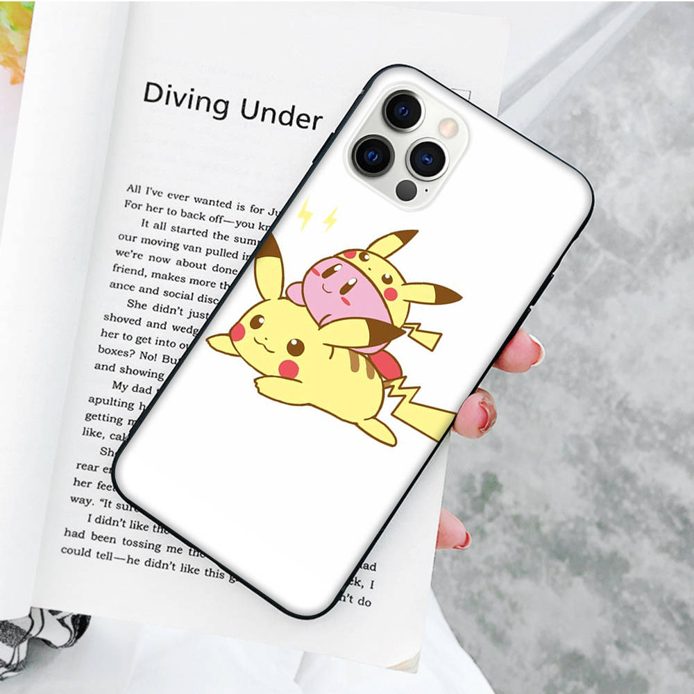JP37 Pikachu Pokémon Black Soft Case for Xiaomi Poco X6 X4 M5 M6 F5 F6 C65 C55 C50 C51 C40 Pro Redmi 14C A3X 13C 12C 11T 10A 9C Note 7 6 8A Plus
