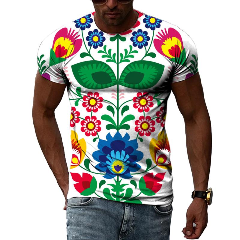 Летняя модная национальная характеристика 3D-печать графика личность хип-хоп культура мужчины круглый вырез короткий рукав футболка