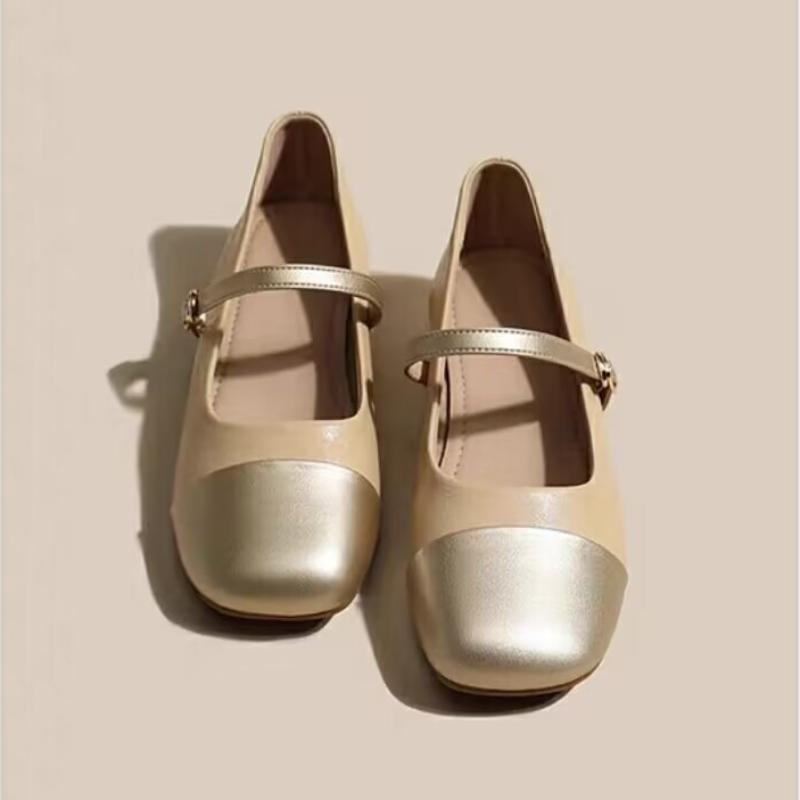 Туфли женские Мэри Джейн на толстом каблуке, маленькие кожаные туфли с толстой подошвой, осенние новые простые женские туфли с неглубоким носком 2024 года