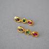 Colorful Gemstone Gold-Plated Earrings with 925 Silver Ear Pins