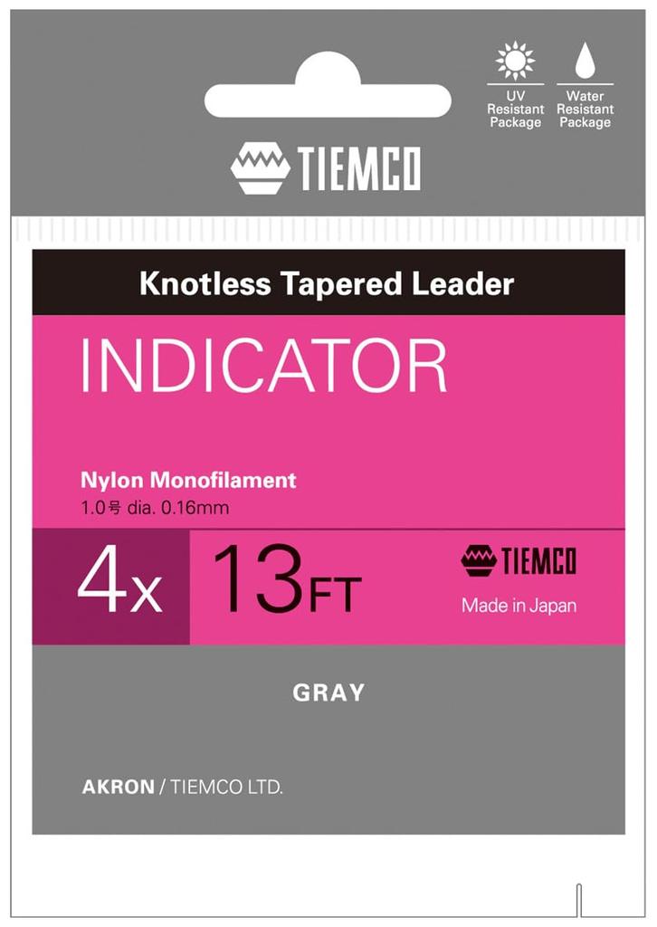 TIEMCO Индикаторный поводок 4X Нейлон 13 футов Нет. 1 5,9 фунта Серый