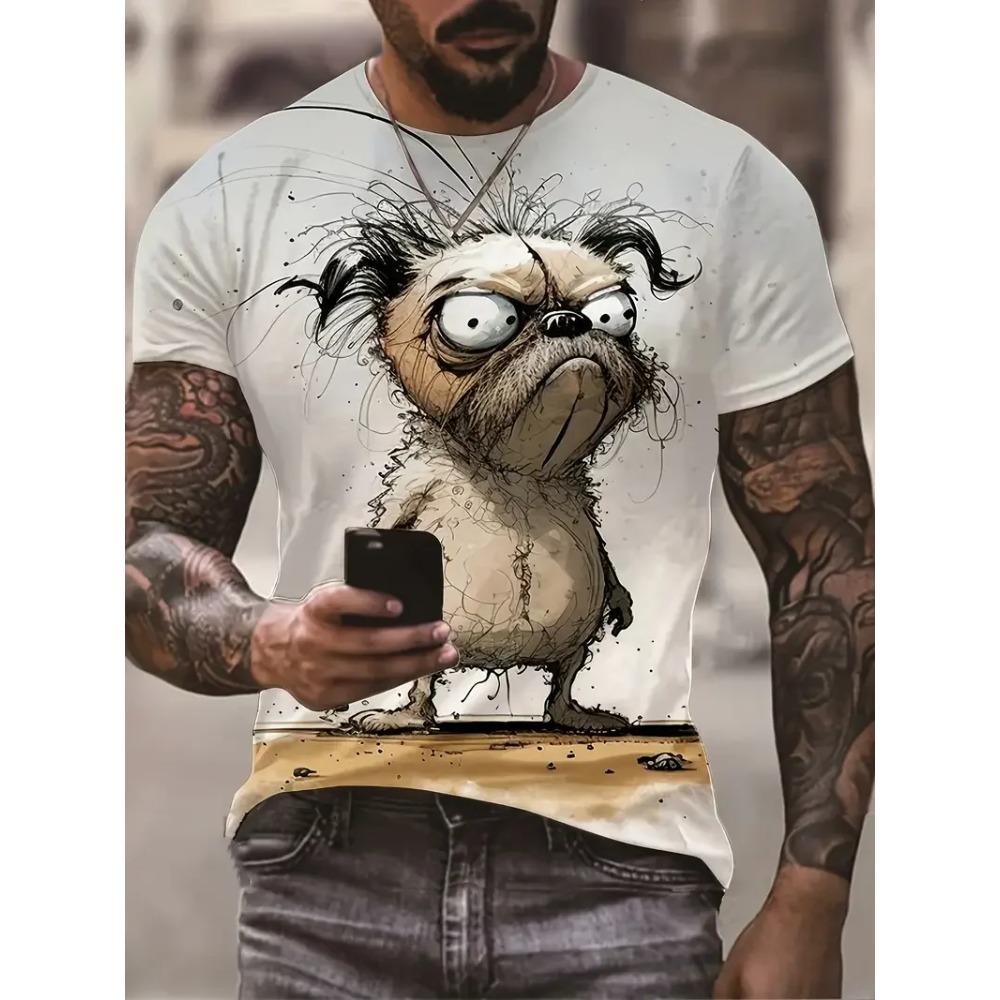 Летняя мужская футболка уличная повседневная с коротким рукавом мультяшный принт забавные футболки с животными модная уличная одежда для мужчин и детей свободная одежда