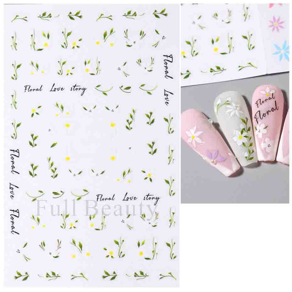 Красочные абстрактные волнистые линии 3D наклейки для дизайна ногтей цветок цветочный лист наклейки для ногтей украшения для ногтей