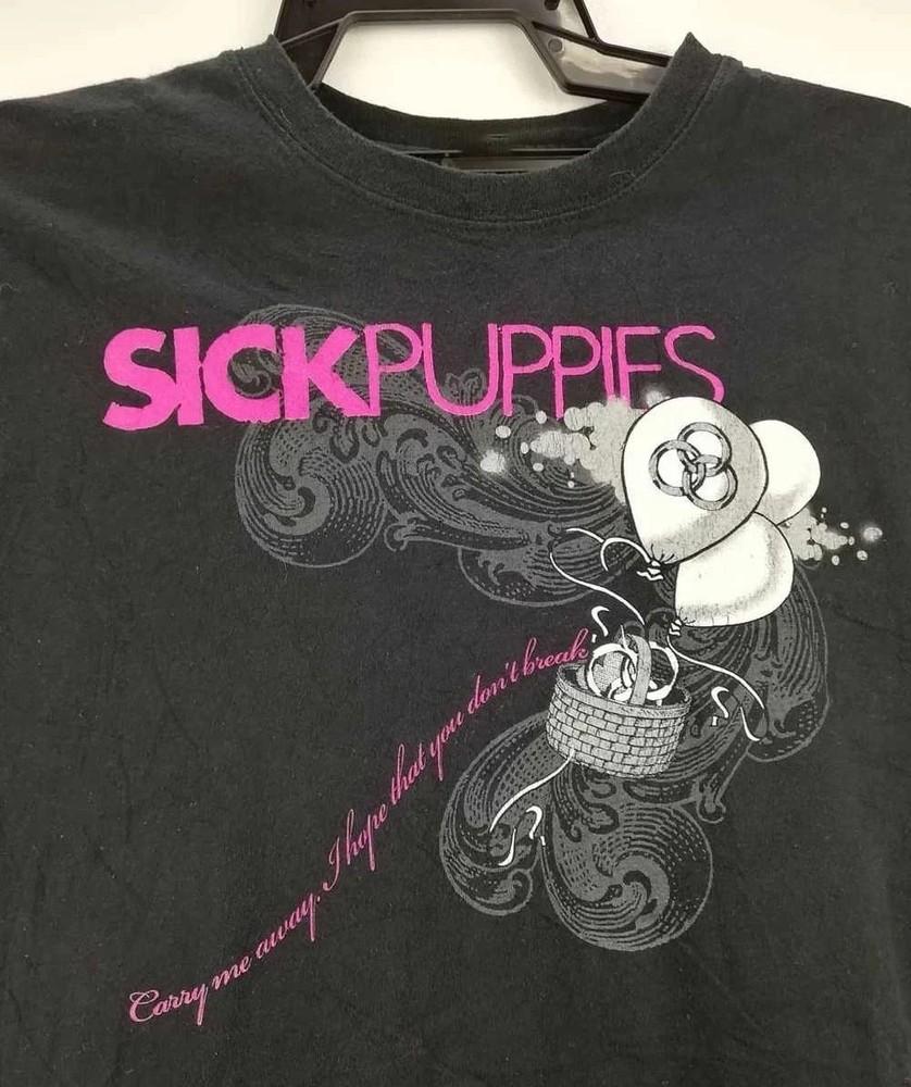 Группа Sick Puppies Белые шары Футболка с коротким рукавом Унисекс Хлопок BT1285 Унисекс Футболка