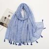 Fresh Printed Cotton and Linen Feel Tassel Scarf Shawl for Summer Ladies Long Scarf Travel Beautiful Long Silk Scarf